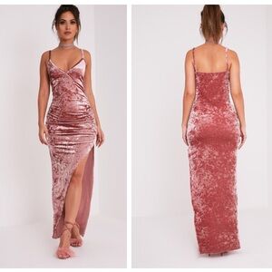 Pink Crushed Velvet Dress